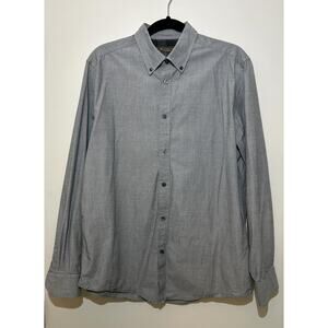 BEN SHERMAN Gray Dot Button Down Long Sleeve Cotton Dress Shirt Mens L